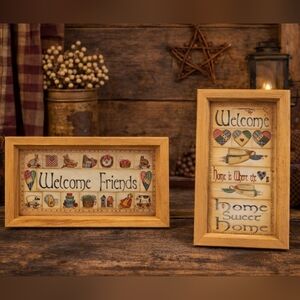 Vintage Country Primitive  “Welcome Friends” & “Home Sweet Home"